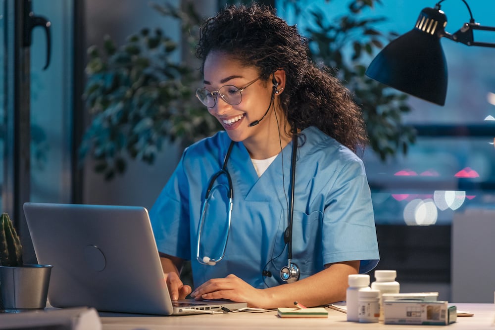 Australian doctor conducting an online telehealth consultation